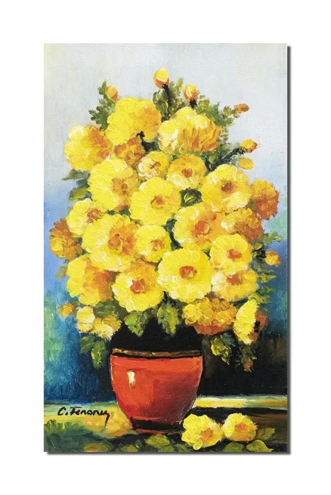 Tablou pictat manual, Vaza cu galbenele, 50x30cm ulei pe panza, Constantin Feraru
