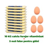 10 KG Calciu furajer vitaminizat + 5 ouă false de găină