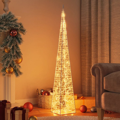 vidaXL Con iluminat de Crăciun, 60 LED-uri albe calde, 120 cm, acrilic foto
