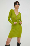 R&eacute;sum&eacute; rochie din lana culoarea verde, mini, mulata