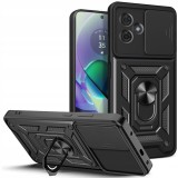 Husa Antisoc Motorola Moto G54 Protectie Camera, Inel Stand, Negru , Techsuit TCSS