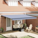 vidaXL Cortina Retractabilă Albastru și Alb 450x300 cm țesătură 3330852