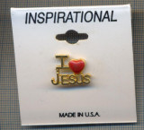AX 1000 INSIGNA - ,,I (LOVE) JESUS&quot; - INSPIRATIONAL -SUA -PENTRU COLECTIONARI
