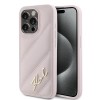 Husa iPhone 15 Pro Max Karl Lagerfeld Diagonal Quilted Script, roz, KLHCP15XPQDSMGP