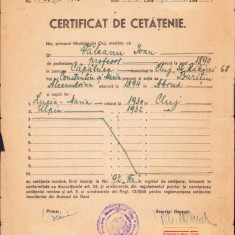 HST A1149 Certificat de cetățenie 1948 Cluj profesor Ioan Văleanu