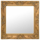 VidaXL Oglindă de perete &icirc;n stil baroc, auriu, 50 x 50 cm