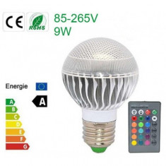 Bec LED 9W E27 RGB cu telecomanda Con?inutul pachetului 1 Bucata foto