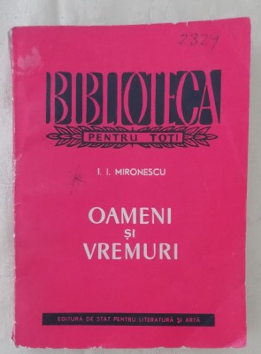 myh 44f - BPT - II Mironescu - Oameni si vremuri - ed 1959 foto