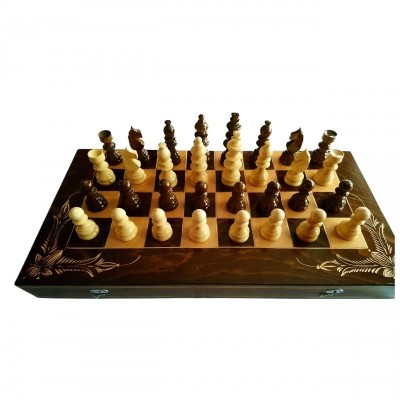 Set de șah uriaș din lemn, lucrat manual, 64x64 cm tabla de șah, piesă de șah din lemn table puluri joc de dame maro foto