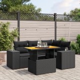 VidaXL Set mobilier de grădină cu perne, 5 piese, negru, poliratan