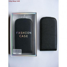 Husa flip piele samsung galaxy s3mini i8190 negru lucios fashion foto