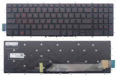 Tastatura laptop noua Dell Inspiron Gaming 15-7566 Black Backlit Red Printing Win 8 US foto