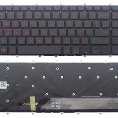 Tastatura laptop noua Dell Inspiron Gaming 15-7566 Black Backlit Red Printing Win 8 US