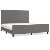 Cumpara ieftin Cadru de pat cu tablie, gri, 160x200 cm, piele ecologica