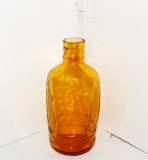 Studio Art: Sticlă triunghiulară (clondir) schnapps, cristal amber marigold suflat manual - UNICAT - obiect de expoziție