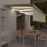 vidaXL Copertină retractabilă manual cu stor&amp;LED, crem, 6x3 m 3069362