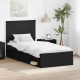 vidaXL Cadru de pat cu headboard Negru 90 x 200 cm Lemn de pin masiv 3409409