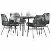 Gossi set de sufragerie de gradina 5 piese neagra sticla poly rattan