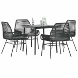 Gossi set de sufragerie de gradina 5 piese neagra sticla poly rattan