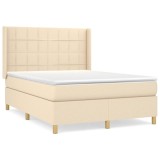 Cumpara ieftin Pat continental cu saltea, crem, 140x200 cm, material textil
