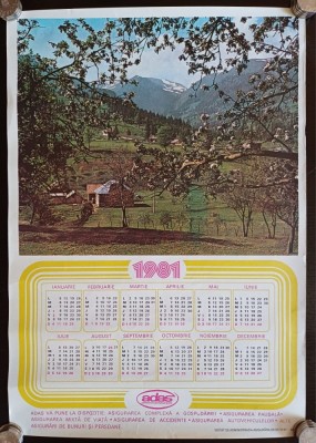 NI359 Calendar de perete ADAS 1981 foto