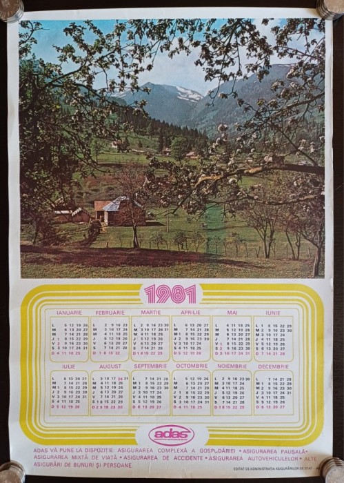NI359 Calendar de perete ADAS 1981