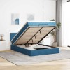 VidaXL Cadru de pat otoman cu saltea Albastru &icirc;nchis 140x190cm catifea
