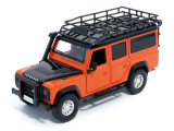 Macheta auto Land Rover Defender 110 portocaliu, pull back, lumini, sunet, 1:32