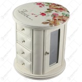 Cutie bijuterii rotunda din piele ecologica 18&times;20 CM Flower