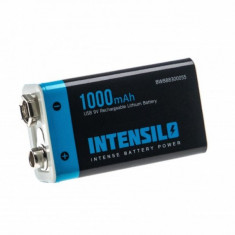 Baterie bloc INTENSILO 9V cu conexiune micro USB, 6F22, 6LR61, Li-Ion, 1000mAh foto