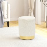 vidaXL Taburet Rotund Alb Lana 28x36 cm, Catifea Moale, Baza Fier Aurie, Rezistent 110kg, Hol/Living