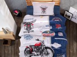 Cumpara ieftin Lenjerie si Cuvertura 1 Persoana, pentru copii, Road King Albastru (Bumbac 100%)
