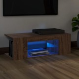vidaXL Comodă TV cu lumini LED, stejar maro, 90x39x30 cm