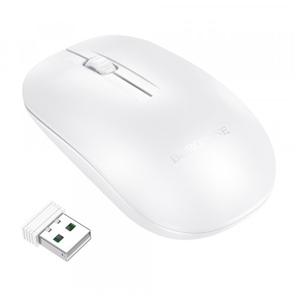 Mouse Wireless Borofone BG14 Planet, 1000DPI, Alb