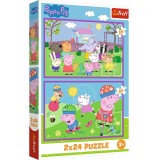 PUZZLES 2X24 PEPPA PIG O ZI LA JOACA CU PEPPA PIG, Trefl