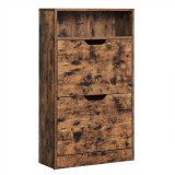 VASAGLE Dulap pantofi cu 2 usi flip, separator reglabil si detasabil, pentru 8-12 perechi, 24x60x102cm, maro rustic Household NewTrend