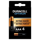 Baterie Duracell Optimum, AAA, 1.5V, alcalina, 4 buc