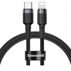 Cablu alimentare si date Baseus High Density Braided, Fast Charging Data Cable pt. smartphone, USB Type-C la Lightning PD 20W, braided, 1m, negru