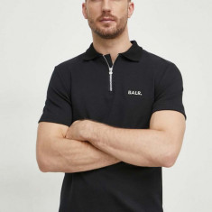 BALR. tricou polo barbati, culoarea negru, cu imprimeu