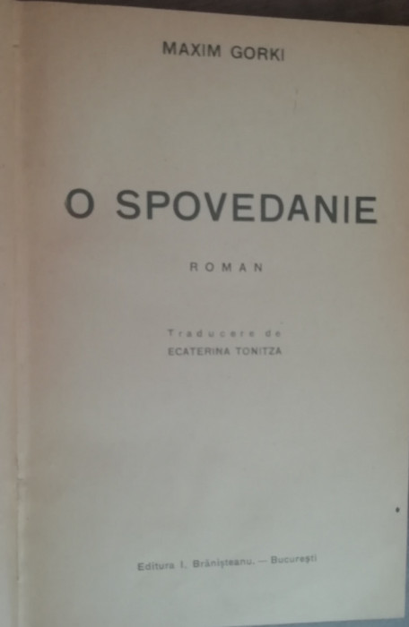 myh 50f - Maxim Gorki - O spovedanie - editie interbelica