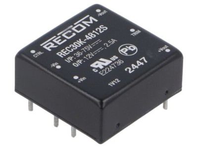 Convertor DC/DC 30W 36-75V la 12V RECOM REC30K foto
