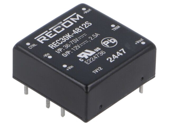 Convertor DC/DC 30W 36-75V la 12V RECOM REC30K