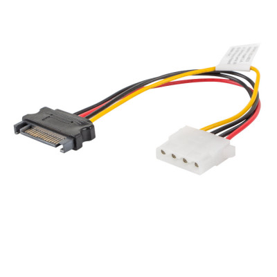 Cablu de alimentare Molex 4-pin mama la SATA 15-pin tata, Lanberg 41318, lungime 15 cm foto