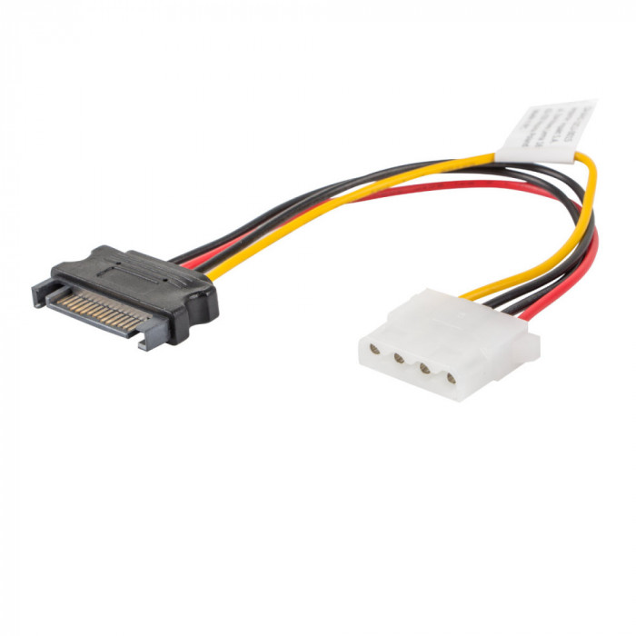 Cablu de alimentare Molex 4-pin mama la SATA 15-pin tata, Lanberg 41318, lungime 15 cm