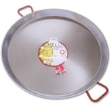 Tigaie din otel lustruit, paella valenciana fructe de mare, diametru 40 cm, 2 manere, 9 portii, Garcima, GRC10040