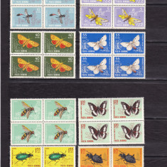 ROMANIA 1964 LP 580 INSECTE DIN FAUNA TARII NOASTRE BLOCURI 4 TIMBRE MNH