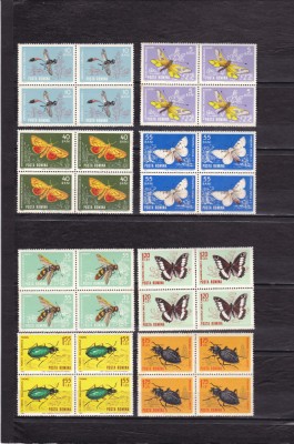 ROMANIA 1964 LP 580 INSECTE DIN FAUNA TARII NOASTRE BLOCURI 4 TIMBRE MNH foto