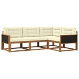 vidaXL Set de canapele de exterior cu pernă 4 pcs Natural și Crem 3382513
