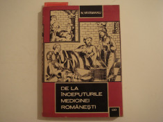 De la inceputurile medicinei romanesti - Nicolae Vatamanu Editura Stiintifica foto