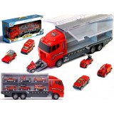 Camion transportor cu 6 masini metalice pompieri